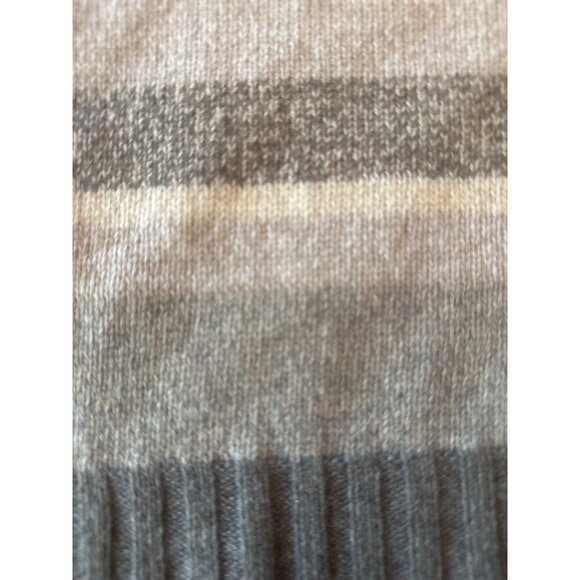 Mariele Waithe By Forte 100% Cashmere Striped Turtleneck Sweater Gray & Beige M - Picture 4 of 4
